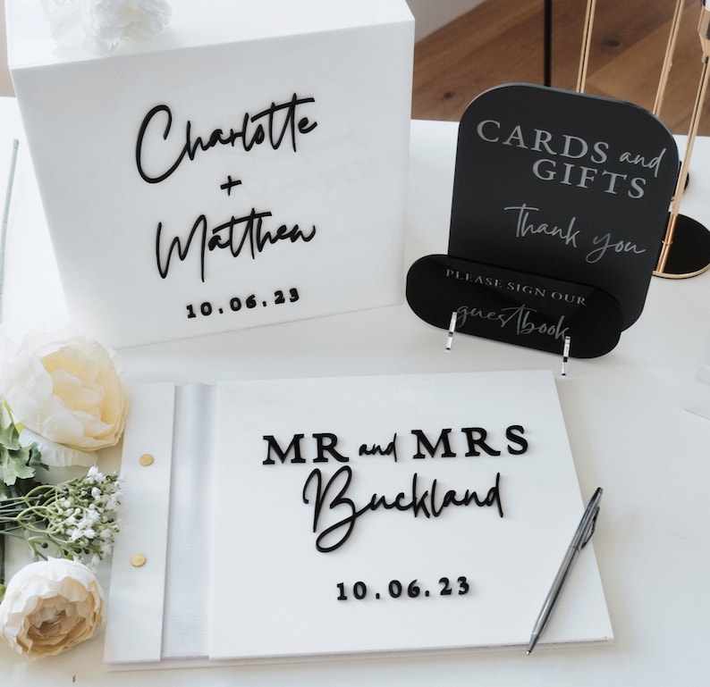 صندوق بطاقات أبيض للزفاف، دفتر - مراجعة Personalized Guest Book وسعره